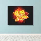 Roos voor bloei canvas afdruk (Insitu (Houten vloer))