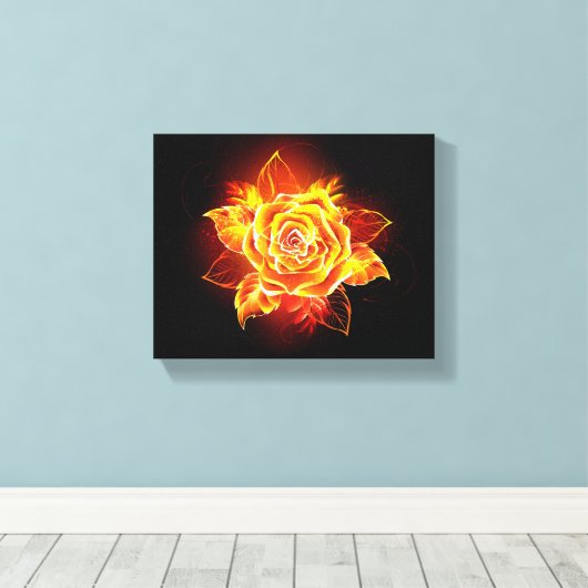 Roos voor bloei canvas afdruk (Insitu (Houten vloer))