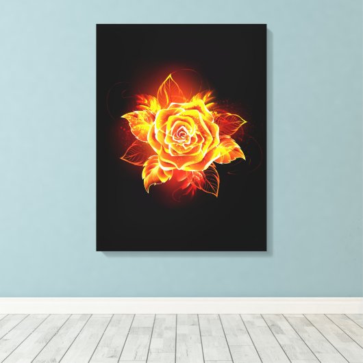 Roos voor bloei canvas afdruk (Insitu (Houten vloer))