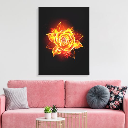 Roos voor bloei canvas afdruk (Insitu (Woonkamer))