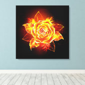 Roos voor bloei canvas afdruk (Insitu (Houten vloer))