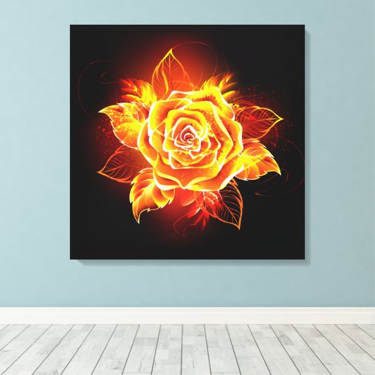 Roos voor bloei canvas afdruk (Insitu (Houten vloer))