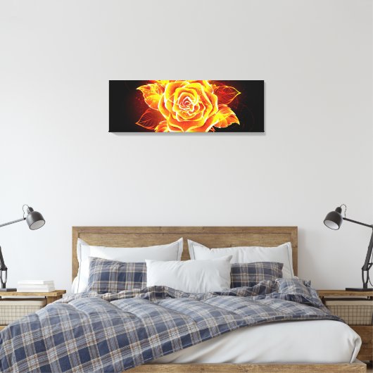 Roos voor bloei canvas afdruk (Insitu (Slaapkamer))