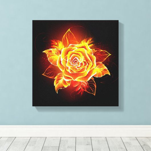 Roos voor bloei canvas afdruk (Insitu (Houten vloer))