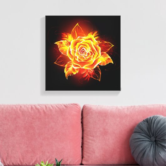 Roos voor bloei canvas afdruk (Insitu (Woonkamer))