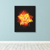 Roos voor bloei canvas afdruk (Insitu (Houten vloer))