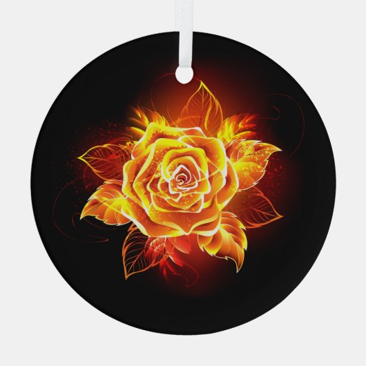 Roos voor bloei glas ornament (Achterkant)