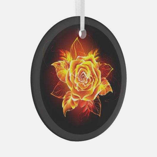 Roos voor bloei glas ornament (Voorkant Rechts)