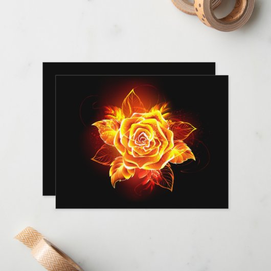 Roos voor bloei notitiekaartje (Voorkant / Achterkant in situ)