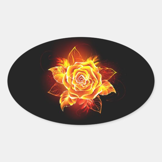Roos voor bloei ovale sticker (Voorkant)