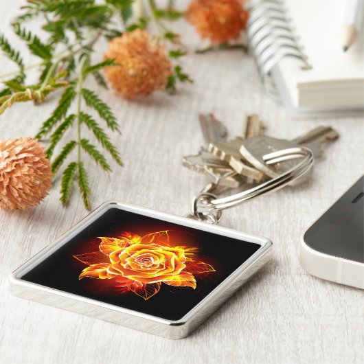 Roos voor bloei sleutelhanger (Zijkant)