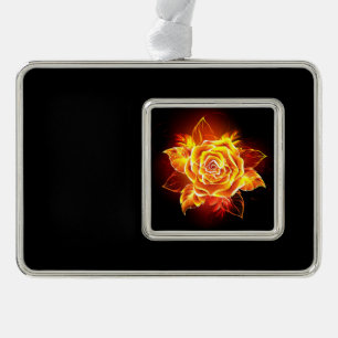 Roos voor bloei verzilverd omlijst ornament