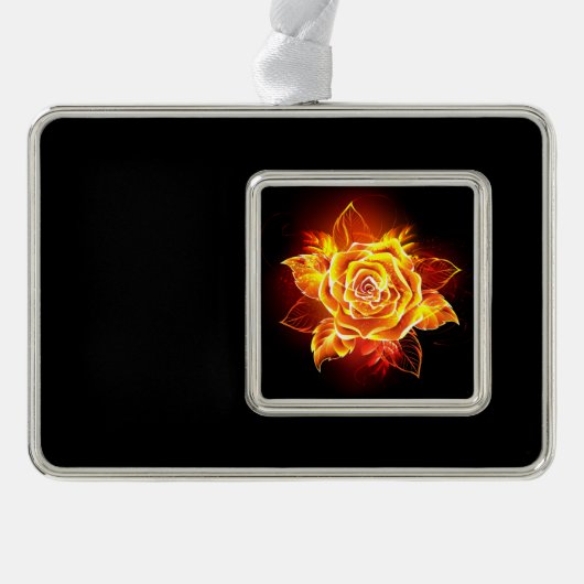 Roos voor bloei verzilverd omlijst ornament (Voorkant)