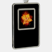 Roos voor bloei verzilverd omlijst ornament (Rechts)