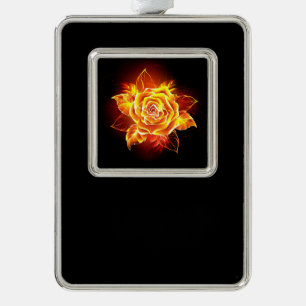 Roos voor bloei verzilverd omlijst ornament