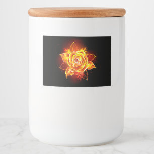 Roos voor bloei voedselcontainer etiket