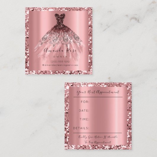 Roos voor bruiloft - evenementen - Gold Glitter Sp Afsprakenkaartje (Voorkant / Achterkant)