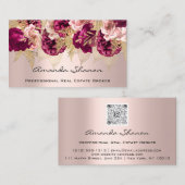 Roos voor bruiloft Floral Logo QR CODE Visitekaartje (Voorkant / Achterkant)