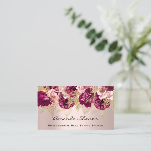 Roos voor bruiloft Floral Logo QR CODE Visitekaartje (Staand voorkant)