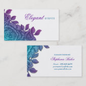 Roos voor bruiloft Planner Flower Blue Paars Visitekaartje (Voorkant / Achterkant)
