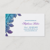 Roos voor bruiloft Planner Flower Blue Paars Visitekaartje (Achterkant)