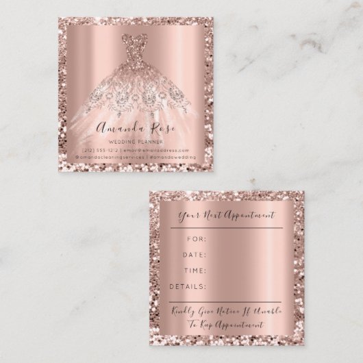 Roos voor bruiloft Planner roze benoemingskaart Afsprakenkaartje (Voorkant / Achterkant)