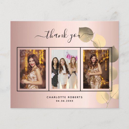 Roos voor budgetverjaardag Eucalyptus foto bedankt (Voorkant)