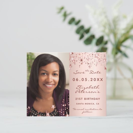 Roos voor budgetverjaardagsdagstusfoto Opslaan Dat (Staand voorkant)