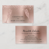 Roos voor champagne- en haarkleuren - goudflengst visitekaartje (Voorkant / Achterkant)