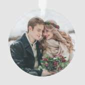 Roos voor eerste kerstfeest met Waterverf Foto Ornament (achterkant)