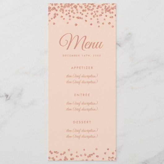 Roos voor het bindmenu Gold Faux Glitter Confetti  Menu (Voorkant)