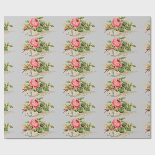 Roos voor het dragen van een duif cadeaupapier (Vlak)