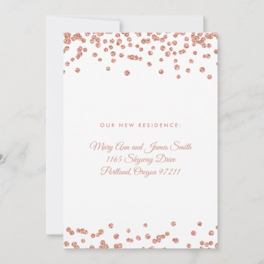 Roos voor huwelijks uitleen Gold Glitter Confetti Kaart (Achterkant)