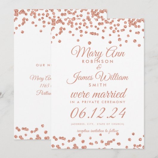 Roos voor huwelijks uitleen Gold Glitter Confetti Kaart (Voorkant / Achterkant)