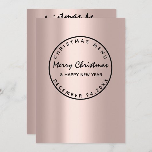 Roos voor Kerstmis-feestdag wintermenu Modern Menu (Voorkant / Achterkant)