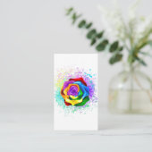 Roos voor kleurrijke regenboog advieskaart (Staand voorkant)