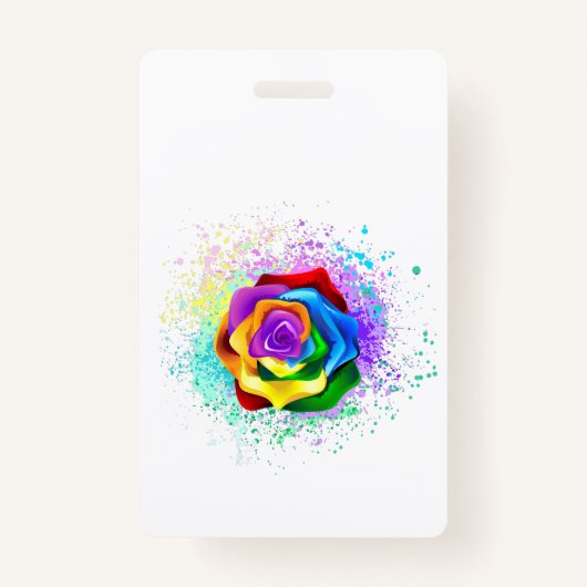 Roos voor kleurrijke regenboog badge (Voorkant)