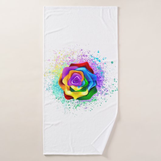 Roos voor kleurrijke regenboog badhanddoek (Badhanddoek)