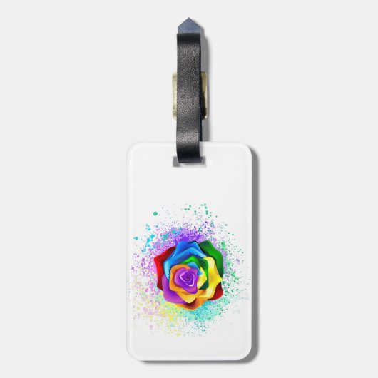 Roos voor kleurrijke regenboog bagagelabel (Achterkant verticaal)