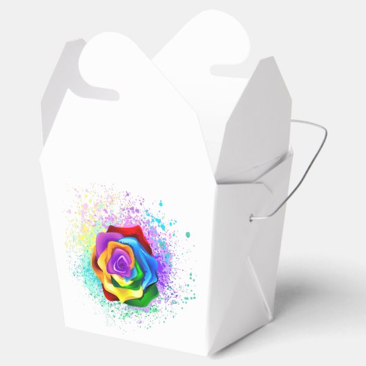 Roos voor kleurrijke regenboog bedankdoosjes (Geopend)