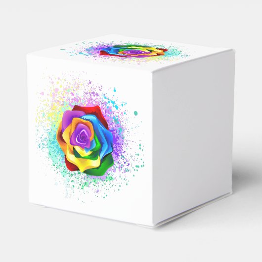 Roos voor kleurrijke regenboog bedankdoosjes (Achterkant)