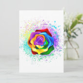 Roos voor kleurrijke regenboog bedankkaart (Staand voorkant)