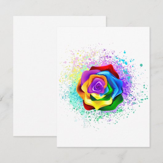 Roos voor kleurrijke regenboog bedankkaart (Voorkant / Achterkant)