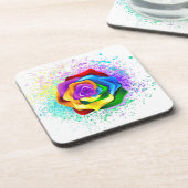 Roos voor kleurrijke regenboog bier onderzetter (Linkerzijde)