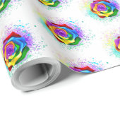 Roos voor kleurrijke regenboog cadeaupapier (Rol Hoek)