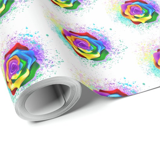 Roos voor kleurrijke regenboog cadeaupapier (Rol Hoek)