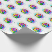 Roos voor kleurrijke regenboog cadeaupapier (Hoek)