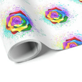 Roos voor kleurrijke regenboog cadeaupapier (Rol Hoek)