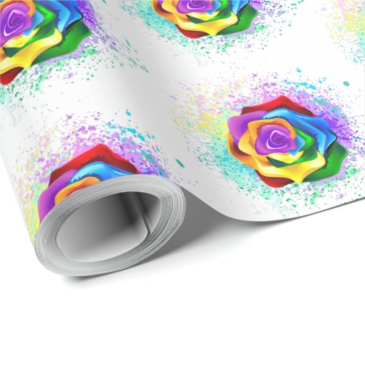 Roos voor kleurrijke regenboog cadeaupapier (Rol Hoek)