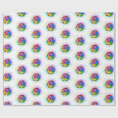 Roos voor kleurrijke regenboog cadeaupapier (Vlak)